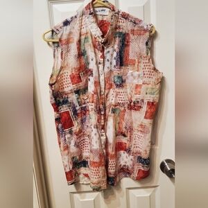 The Nu Vintage Colorful Sleeveless Button-Up Top Suze Small
